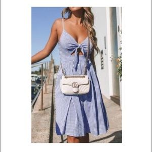 NWT Cupshe Blue Gingham tie front dress small